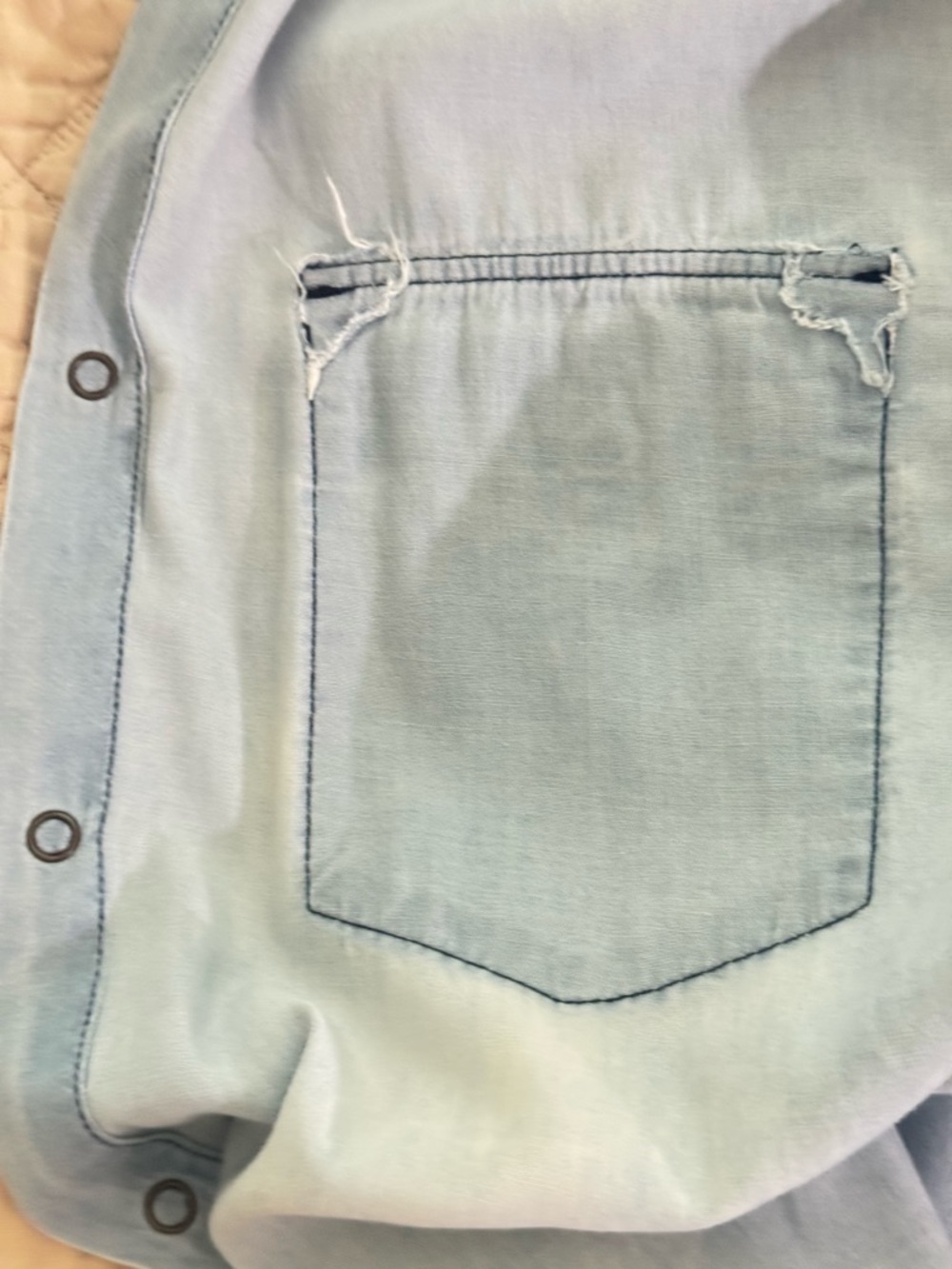 Jack and Jones Pale Blue Denim Snap Front Western Shirt Size Medium - Picture 8 of 8